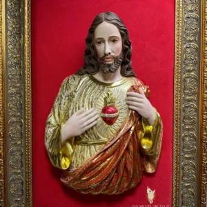 Sagrado Corazón de Jesús, busto en madera
